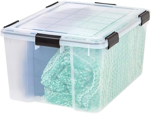 IRIS USA WeatherPro Storage Bins with Lids, 63 Qt, Clear, 4 Pack