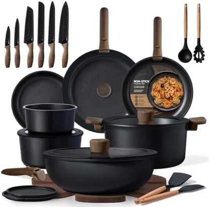 CAROTE 38pcs Pots and Pans Set Non Stick, Cookware Set Detachable Handle