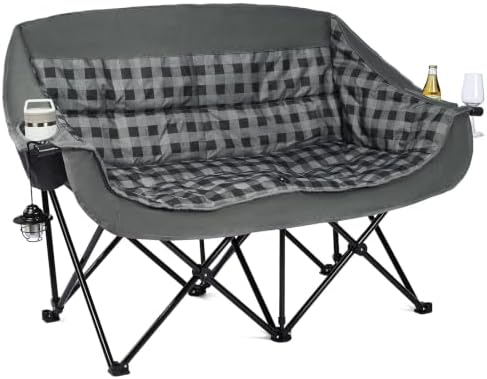 Double Camping Loveseat Chair - Oversized Padded Chair for Adults