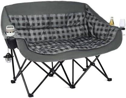 Double Camping Loveseat Chair - Oversized Padded Chair for Adults