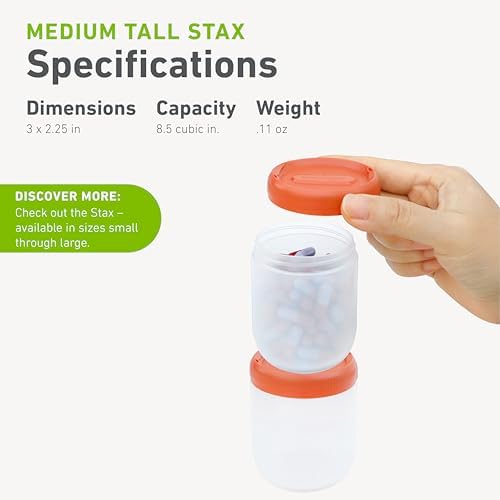 humangear STAX Stackable Containers, Medium Tall, Clear/Orange