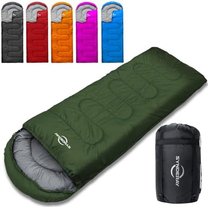 Lightweight Camping Sleeping Bags for Adults Kids, 50-80℉ Degrees
