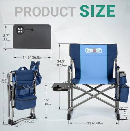 Overmont Folding Camping Chair with Side Table, Cooler Bag, 400 lb Capacity
