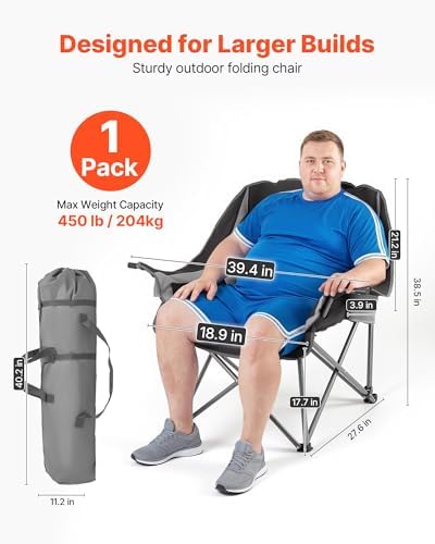 VEVOR Oversized Camping Chairs, Heavy Duty Portable Folding Camp Chairs