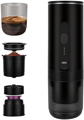 Portable Coffee Maker Electric Espresso Machine, Coffee Espresso Maker for Travel Self-Heating USB-C, Battery Powered with 7800mAh, for Ground Coffee & NS Capsule, for RV, Hiking, Office,Gifts for Men