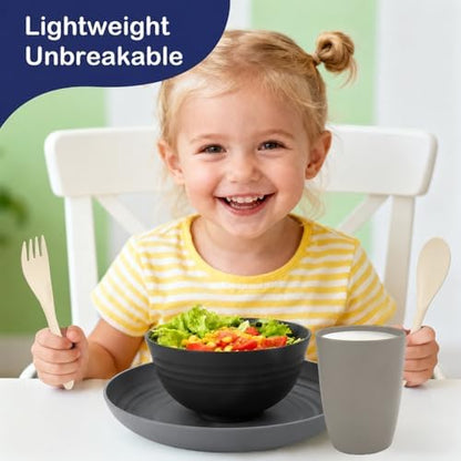 Wheat Straw Dinnerware Sets 20 PCS - Unbreakable Plates and Bowls Set
