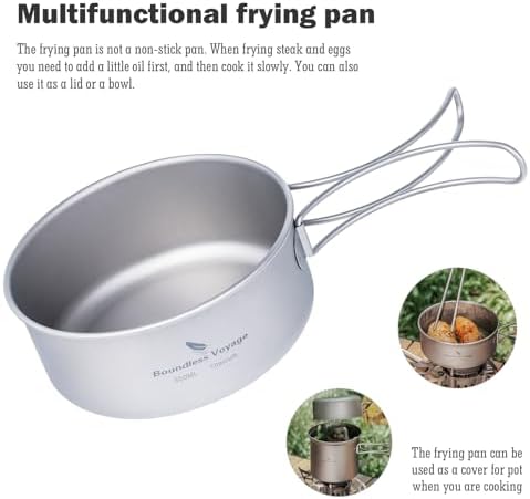 iBasingo Titanium Camping Cookware Ultralight Backpacking Pot Pan Set