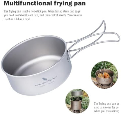 iBasingo Titanium Camping Cookware Ultralight Backpacking Pot Pan Set