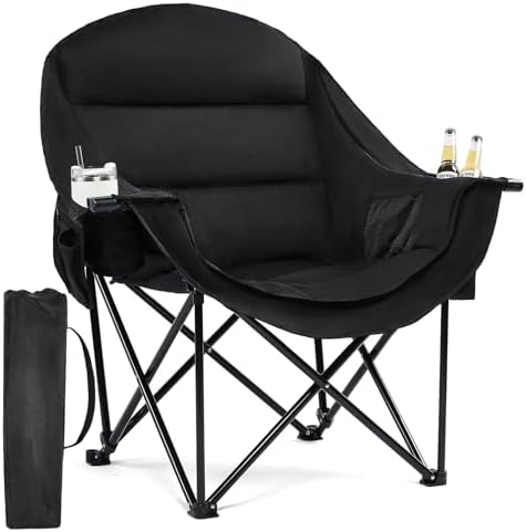 Oversized Camping Chairs for Adults - Heavy Duty Padded Outdoor Camp Chair