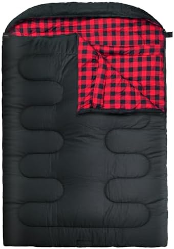 0 Degree Double Sleeping Bag for Adults Queen Size 2 Person Sleeping Bag for Cold Weather with Compression Sack for Car Camping, Hunting and Tent Camp