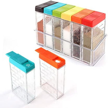 URALFA Spice Containers, Travel Seasoning Jars for Camping, 6 Pack Color