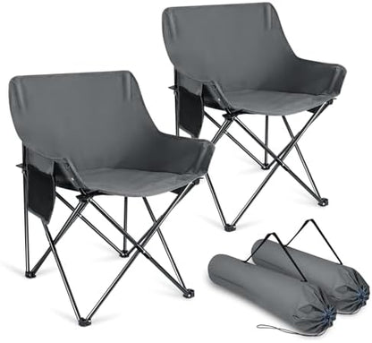 Joyfair Camping Lawn Chair for Adult, Outside Beach Chairs (2 Pack, Grey)