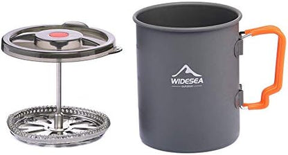widesea Camping Coffee Pot 750ML, French Press Coffee Maker,Lightweight Backpacking Pot with Collapsible Handle For Camping,Hiking,Fire Cooking