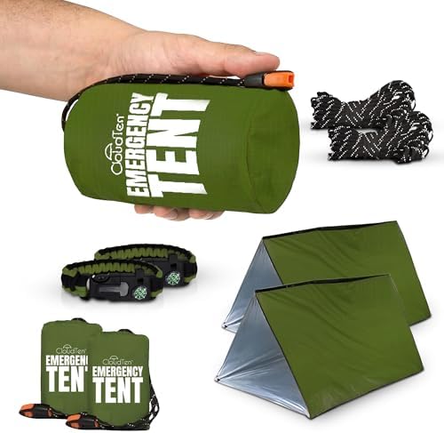 CloudTen Emergency Tent: Lightweight 2 Person Survival Tent with Multi-Function Paracord Bracelets - Essential Survival Gear & Bug Out Bag Items for Preppers, Hikers, Survivalists, Campers, Boy Scouts