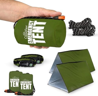 CloudTen Emergency Tent: Lightweight 2 Person Survival Tent with Multi-Function Paracord Bracelets - Essential Survival Gear & Bug Out Bag Items for Preppers, Hikers, Survivalists, Campers, Boy Scouts