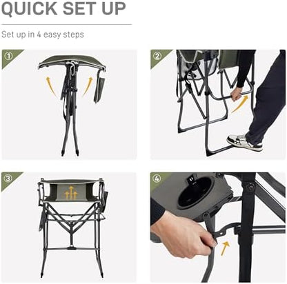 EVER ADVANCED Portable 30.7" Seat Height Tall Camping Directors Chair