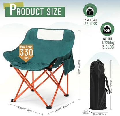 2 Pack Folding Camping Chairs Portable, Black, Green, Solid Color