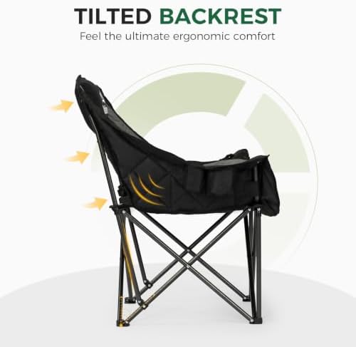 Oversized Camping Chairs for Adults, Folding Chair Support 450 Lb, Black