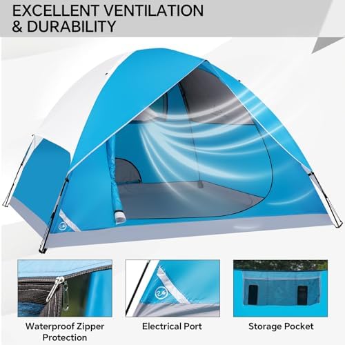 JELUCAMP 1/2/4/6 Person Dome Tents for Camping Lightweight Backpacking Tent
