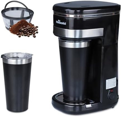 Single Serve Coffee Maker, 15oz Portable One Cup Coffee Brewer