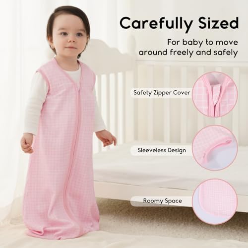 Yoofoss Baby Sleep Sack 6-12 Month 0.5TOG 100% Organic Cotton 2-Way Zipper