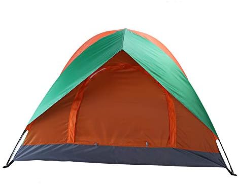 2 Person Double Door Camping Dome Tent Orange Green Waterproof Easy Setup Portable Family Outdoor Windproof Backpacking Shelter with Carry Bag for Hiking Travel