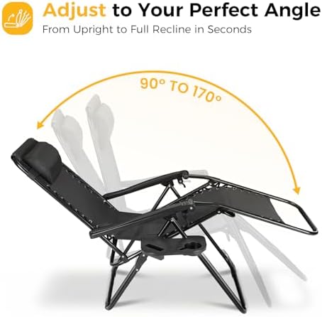 NEWBULIG Zero Gravity Chairs Set of 2, Folding Lounge Recliner Chair