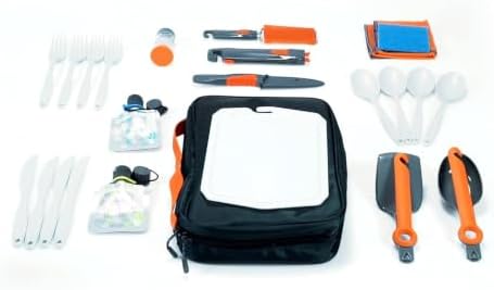 GSI Outdoors Destination Kitchen Set 24‑Piece, Full Camp Kitchen Kit, Cutlery for Persons, Pivot Tools, Spice Shakers & Carry Travel Case