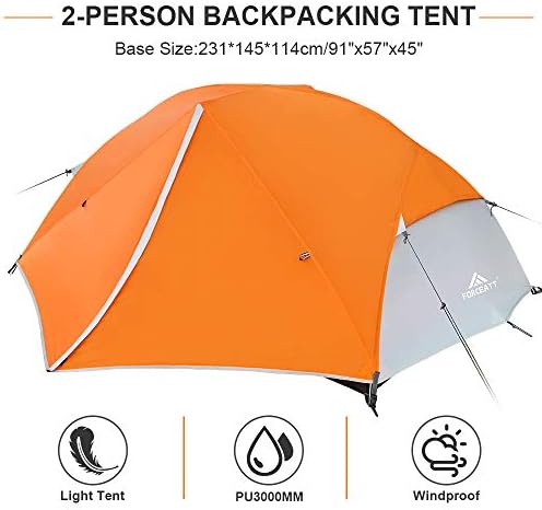 Forceatt Tent for 2 and 3 Person is Waterproof and Windproof, Camping Tent for 3 to 4 Seasons,Lightweight Aluminum Pole Backpacking Tent Can be Set Up Quickly,Great for Hiking