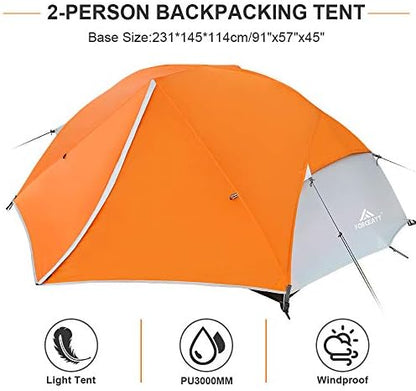Forceatt Tent for 2 and 3 Person is Waterproof and Windproof, Camping Tent for 3 to 4 Seasons,Lightweight Aluminum Pole Backpacking Tent Can be Set Up Quickly,Great for Hiking