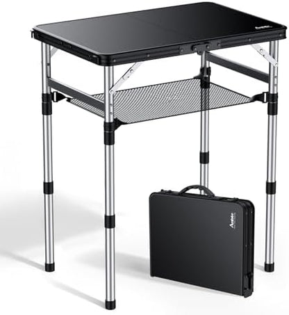 Anbte 2 ft Small Folding Table, 3 Adjustable Height for Camping, 23" X 16"