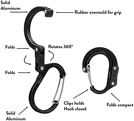 GEAR AID HEROCLIP (Large) Carabiner Gear Clip and Hook for Hanging Heavy Duty Items, Camping Backpacks, Suitcases, Kayaks, Bicycles and More