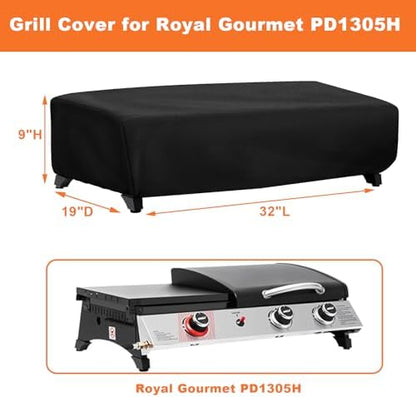 Tabletop Grill Cover for Royal Gourmet PD1305H 3 Burner Portable Grill and Griddle Combo, 600D Heavy Duty Outdoor Waterproof UV Resistant Windproof Dustproof Cover