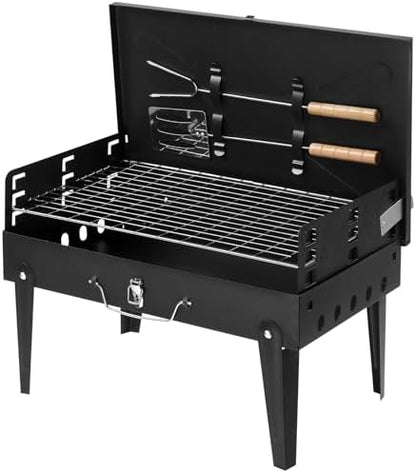 Portable Charcoal Grill, Foldable BBQ Grill Kit Easy to Carry, Tabletop Outdoor Barbecue Smoker, Small BBQ Grill for Outdoor Camping, Patio and Picnic