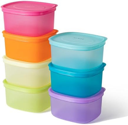 7-Piece Meal Prep Containers — 3.8-Cup Reusable Airtight Plastic Food Storage Containers with Lids, BPA-Free, Microwave/Freezer/Fridge Safe, Stackable Lunch & Leftovers Organizer(900ml)