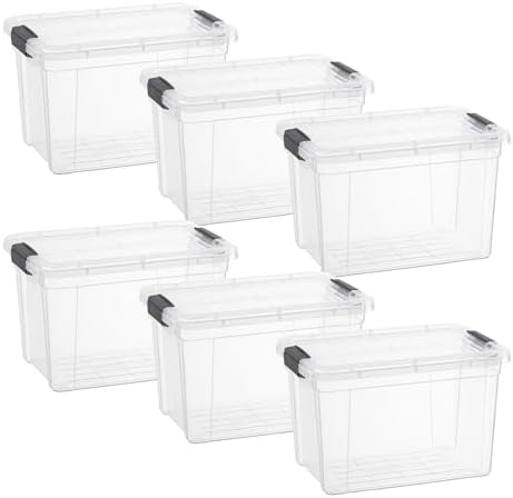 Superio 8.7 Quart Clear Plastic Storage Boxes with Lids, Stackable Organizer Containers, BPA-Free Storage Bins for Home, Office, School & Dorm, 6 Pack