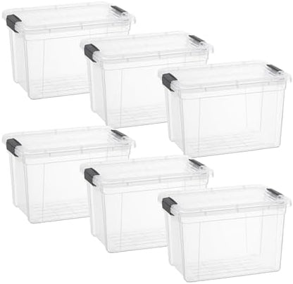 Superio 8.7 Quart Clear Plastic Storage Boxes with Lids, Stackable Organizer Containers, BPA-Free Storage Bins for Home, Office, School & Dorm, 6 Pack