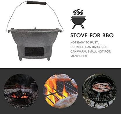 DOITOOL Cast Iron Charcoal Stove Outdoor Portable Bbq Stove for Camping Backyard Grilling and Picnic Cooking 8.26 X 8.26 X 4.33 in 1