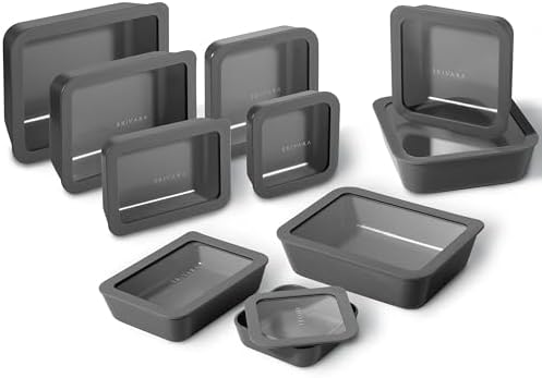 20-Piece Glass Food Storage Containers Set with Lids (10 Containers + 10 Lids) | Microwave-Safe Airtight Seal, Oven-Safe Ceramic-Coated Glass | Zero Plastic, No PFAS/PFOA/BPA [Onyx]