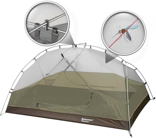 Bessport Camping Tent for 2-3 Person, Lightweight Backpacking Tent Waterproof Windproof Two Doors Easy Setup Double Layer Outdoor Tents for 3 to 4 Seasons, Suitable for Outdoor,Hiking,Camping