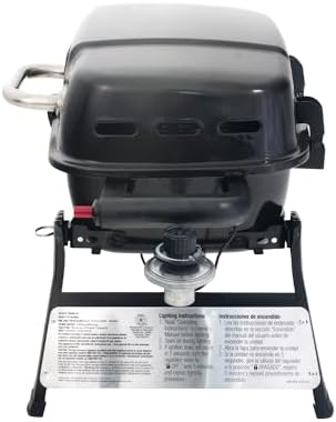 Grill Boss 1 Burner Portable Gas Grill, 10,000 BTU Propane Tabletop BBQ with Porcelain Coated Grate for Camping, Patio, and Outdoor Cooking, Black