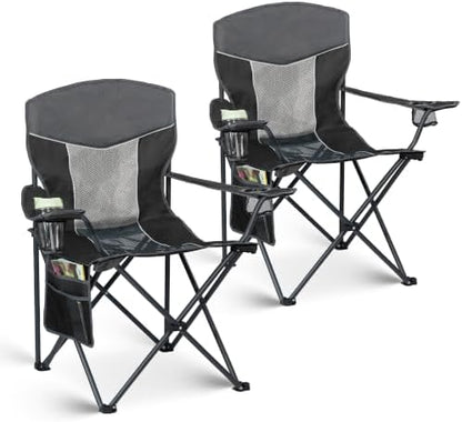 Oversized XL Camping Chair 2-Pack with Mesh Back, Black