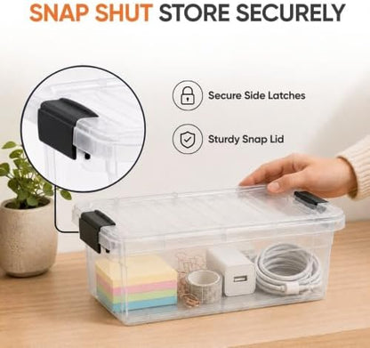 Superio 1.85 Quart Clear Plastic Storage Boxes with Lids, Stackable Organizer Containers, BPA-Free Storage Bins for Home, Office, School & Dorm, 6 Pack