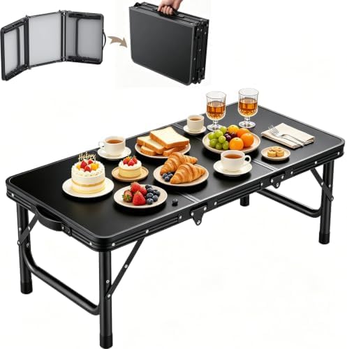 HOMGEN Stable Tri-Foldable Camping Small Table-Up to 66lbs Capacity