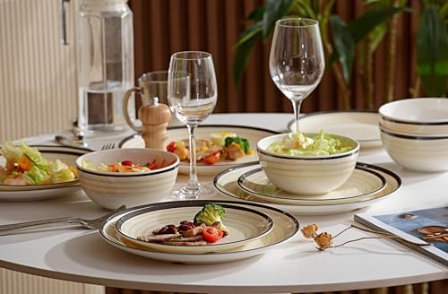 Melamine Dinnerware Set for 4, 12Pcs Dinner Dishes Set,Off White