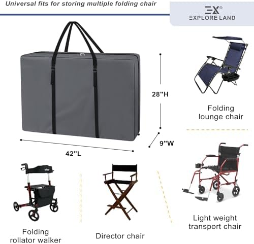 Explore Land Chair Storage Bag for Folding Longue Zero Gravity, Grey