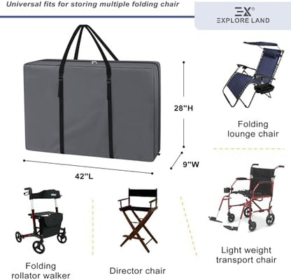 Explore Land Chair Storage Bag for Folding Longue Zero Gravity 2 Pack, Grey