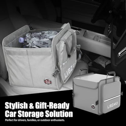 LIBZAKI Car Trunk Storage Organizer, Collapsible Trunk Storage Box for Car Truck SUV-Gray