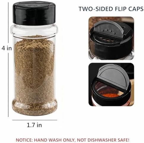 TUZAZO 3 Oz Small Spice Jars Plastic Seasoning Containers, 6 Pcs