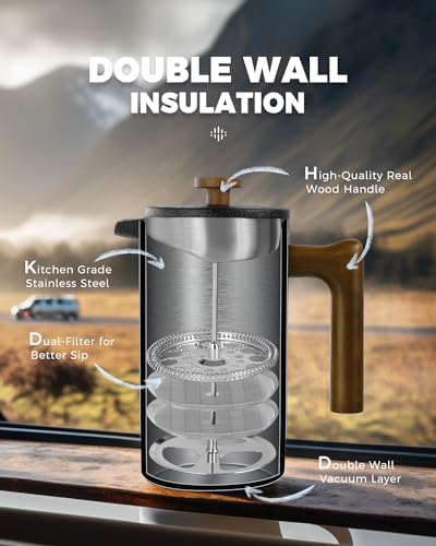 POLIVIAR French Press Coffee Maker, 34 oz